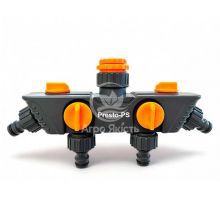 Кран шаровой Presto-PS на 4 выхода с внутренней резьбой 1/2-3/4-1 дюйм (5010)