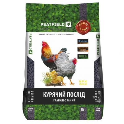 Компост з курячого посліду гранульований Peatfield 6 л - органічне добриво (Еко-Азот)