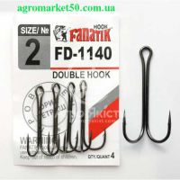 Набір крючків FANATIK DOUBLE HOOK FD-1140 №1/0 (3 шт)-7шт, №2 (4 шт)-1шт, №2/0 (3 шт)-10шт, №4 (4 шт)-1шт, №6 (5 шт)-1шт